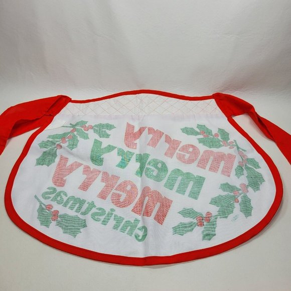 Vintage Half-Apron Merry Merry Christmas B&D Kitchen Works Made in USA - Picture 4 of 5